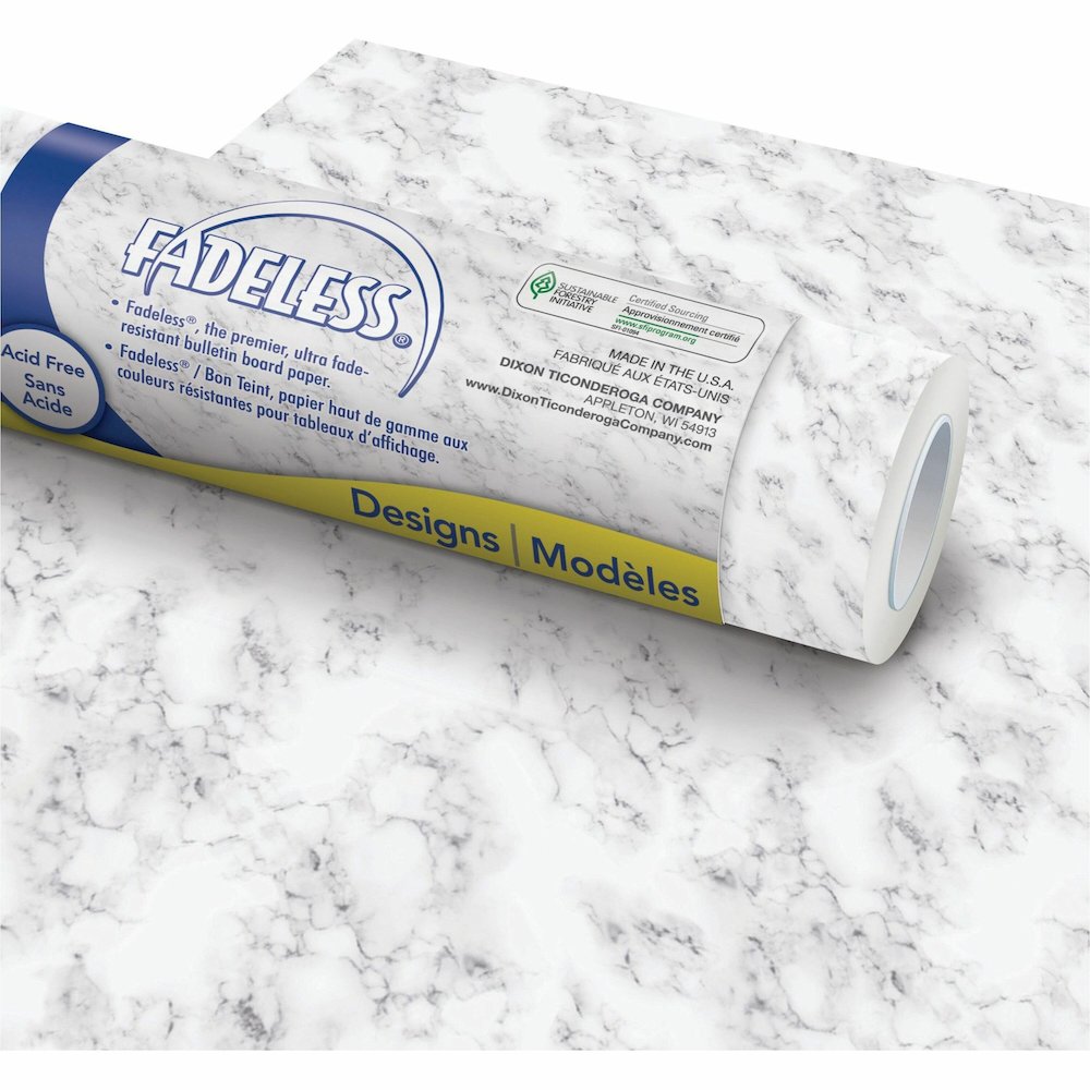 Fadeless Bulletin Board Paper Rolls - Art Project, Craft Project, School, Home, Office Project - 48" Width x 50 ft Length - 50 lb Basis Weight - White - 1 Roll. Picture 1