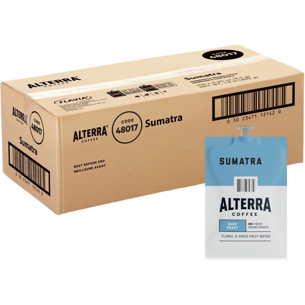 Alterra Freshpack Sumatra Coffee - Compatible with Flavia Aroma, Flavia Barista, FLAVIA Creation 600, Flavia Creation 500, Flavia Creation 200, Flavia Creation 150, Flavia Creation 300 - Dark - 100 /. Picture 1