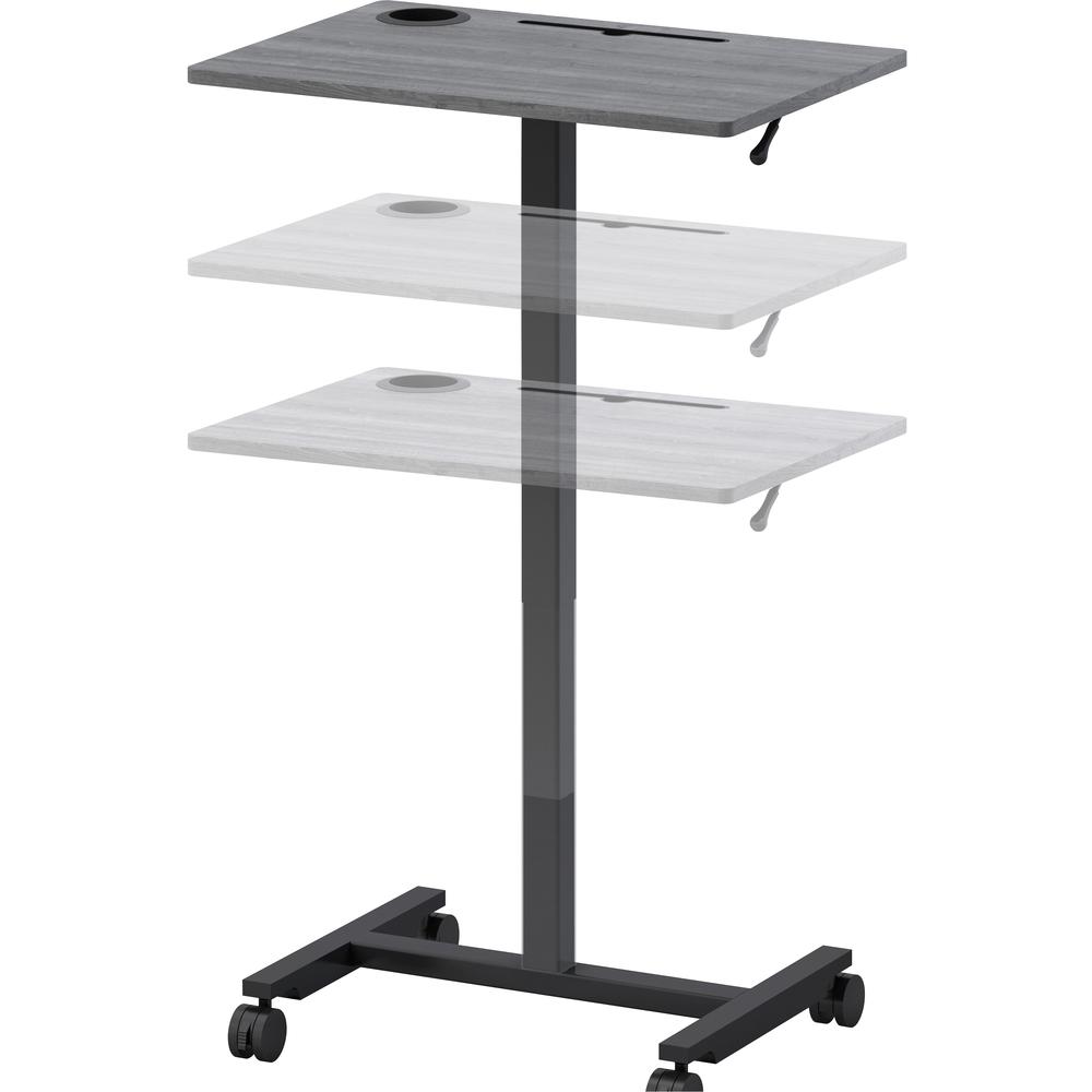 Lorell Height-adjustable Mobile Desk - Weathered Charcoal Laminate Top - Powder Coated Base - Adjustable Height - 30" to 43.63" Adjustment - 43" Height x 26.63" Width x 19.13" Depth - Assembly Require. Picture 1