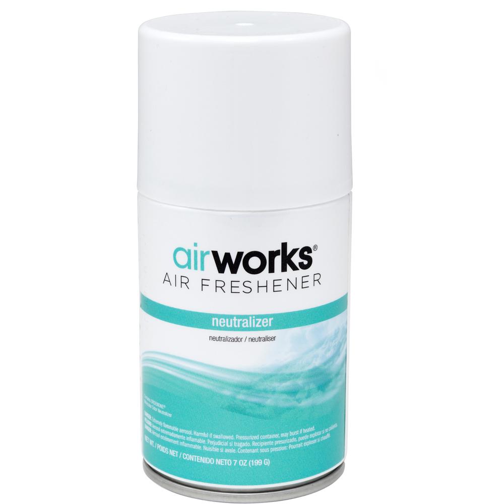 AirWorks Metered Aerosol Air Fresheners - Spray - 6000 ft³ - 7 fl oz (0.2 quart) - Neutralizer - 12 / Carton - Wall Mountable. Picture 1