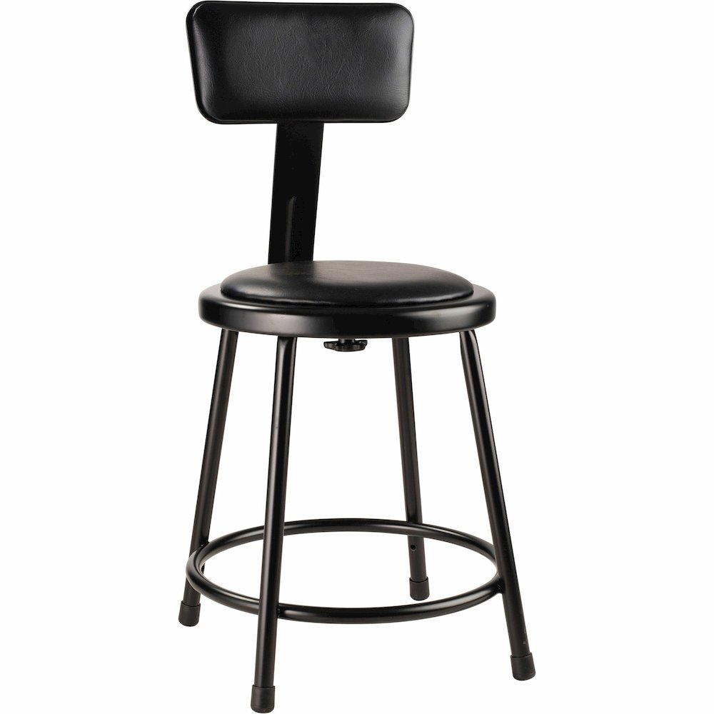 National Public Seating 6400 Series Heavy-Duty Padded Stools - Black Seat Color - Vinyl, Medium Density Fiber (MDF) Seat Material - Black Frame Color - Steel Frame Material - Four-legged Base - Black . Picture 1