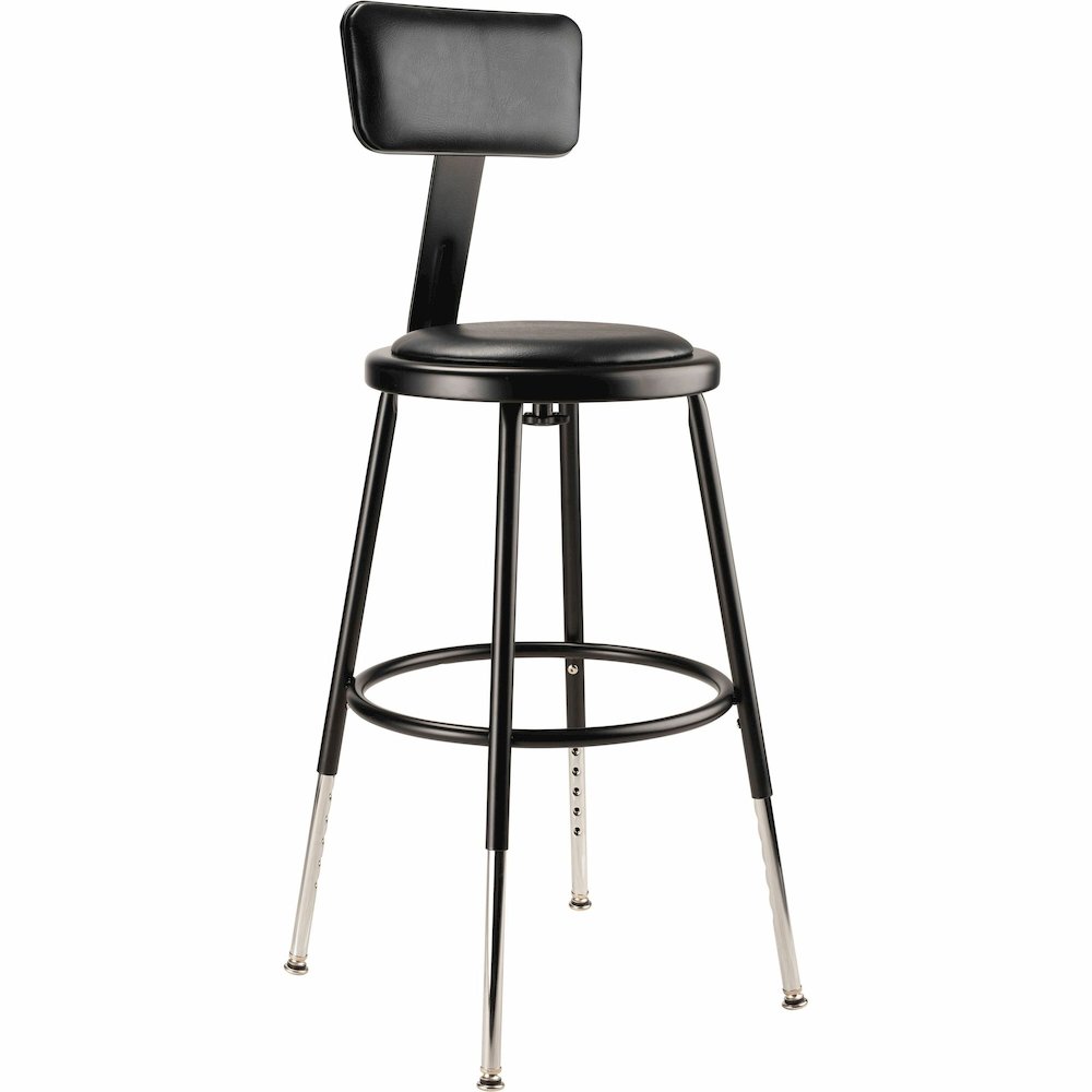National Public Seating 6400 Series Heavy-Duty Padded Stools - Black Seat Color - Vinyl, Medium Density Fiber (MDF) Seat Material - Black Frame Color - Steel Frame Material - Four-legged Base - Black . Picture 1