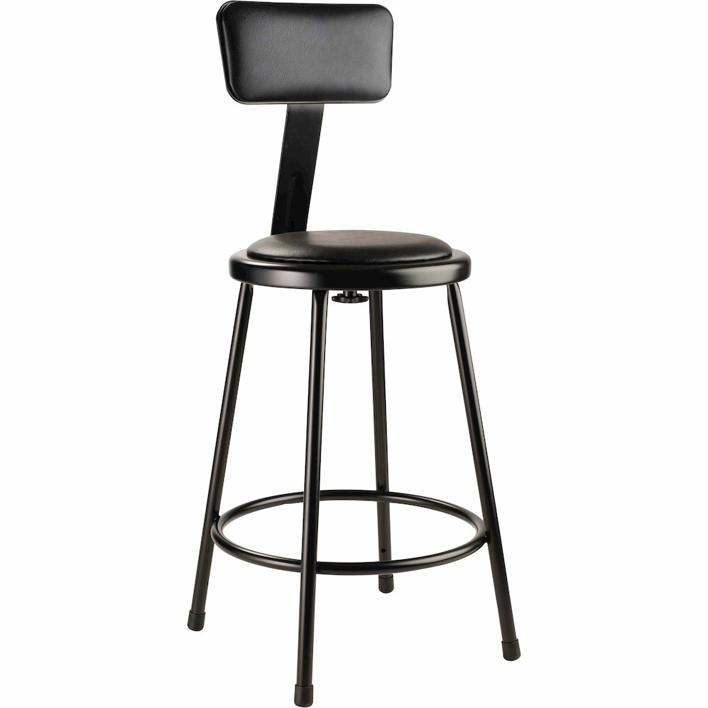 National Public Seating 6400 Series Heavy-Duty Padded Stools - Black Seat Color - Vinyl, Medium Density Fiber (MDF) Seat Material - Black Frame Color - Steel Frame Material - Four-legged Base - Black . Picture 1