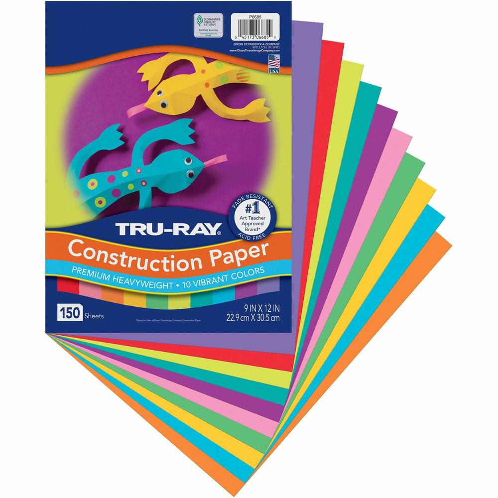 Tru-Ray Construction Paper - Art, Craft Project - Assorted - Paper, Sulphite, Fiber - 150 / Pack. Picture 1