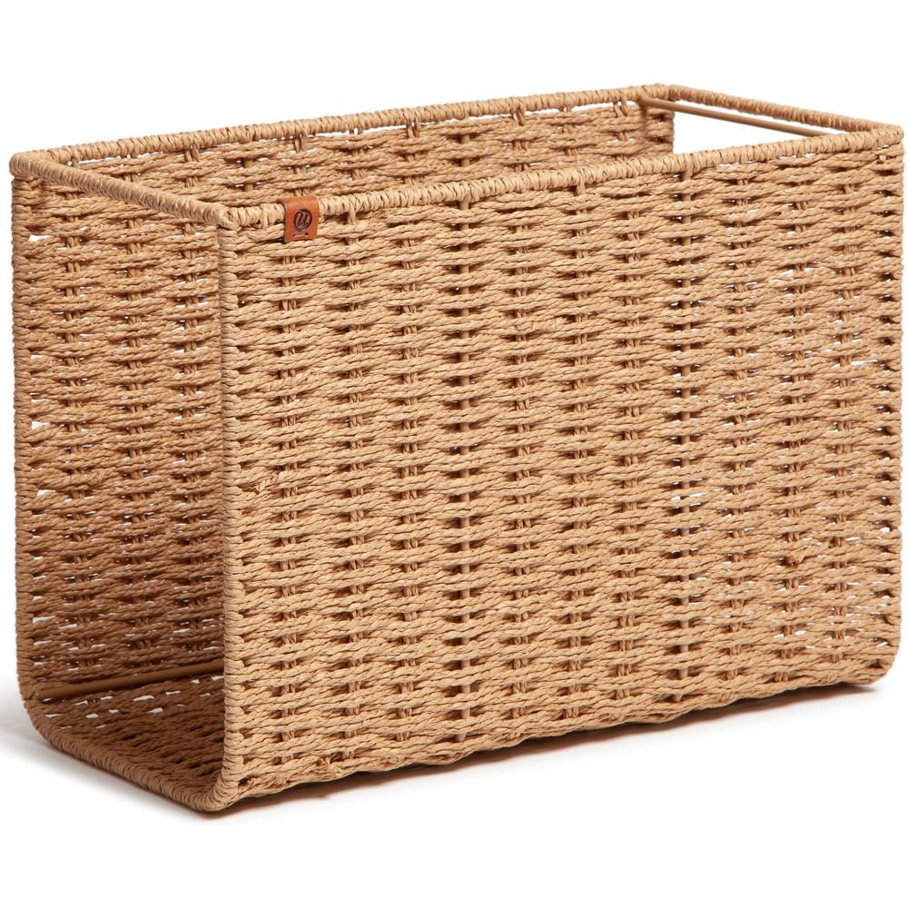 U Brands Woven File Basket - 10.20" Height x 13.80" Width x 7" Depth - Brown - 1 Each. Picture 1