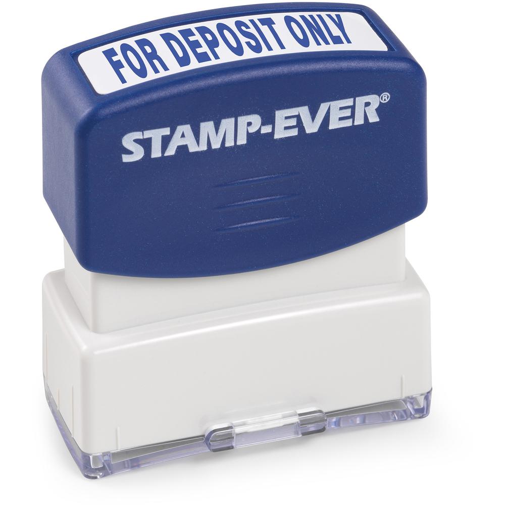Trodat FOR DEPOSIT ONLY Pre-inked Stamp - Message Stamp - FOR DEPOSIT ONLY - 0.56" Impression Width x 1.69" Impression Length - 50000 Impression(s) - Blue - 1 Each - TAA Compliant. Picture 1