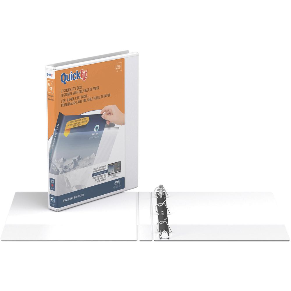 QuickFit D-Ring View Binders - 5/8" Binder Capacity - Letter - 8 1/2" x 11" Sheet Size - 150 Sheet Capacity - 0.63" Ring - D-Ring Fastener(s) - 2 Internal Pocket(s) - Vinyl - White - Recycled - Print-. Picture 1