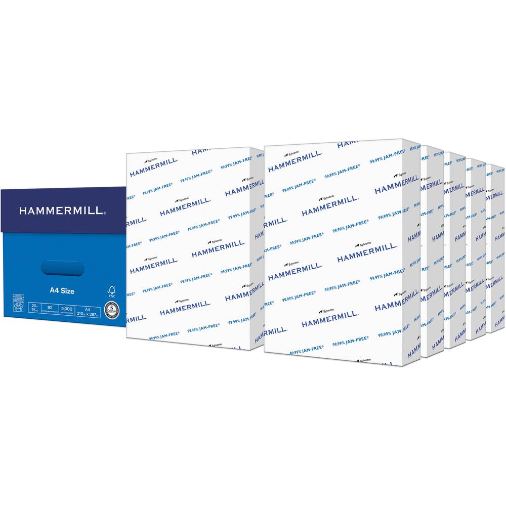 Hammermill Copy Plus Paper - White - A4 - 8 17/64" x 11 11/16" - 20 lb Basis Weight - 10 / Carton - FSC - Jam-free, Acid-free - White. Picture 1