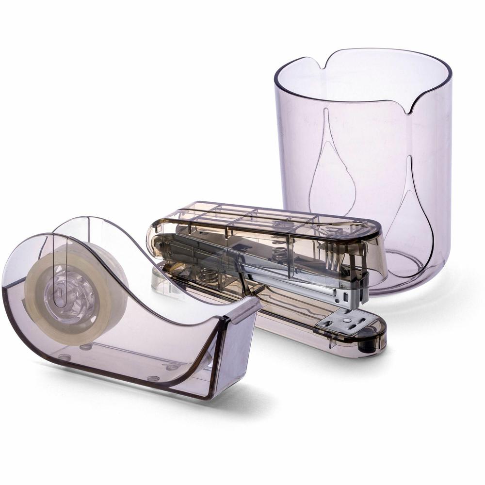 Officemate 97712 3PC Desktop Organizer Set, Recycled, Gray - Desktop - Durable, Sturdy - Translucent Gray - Plastic - 1 Each. Picture 1
