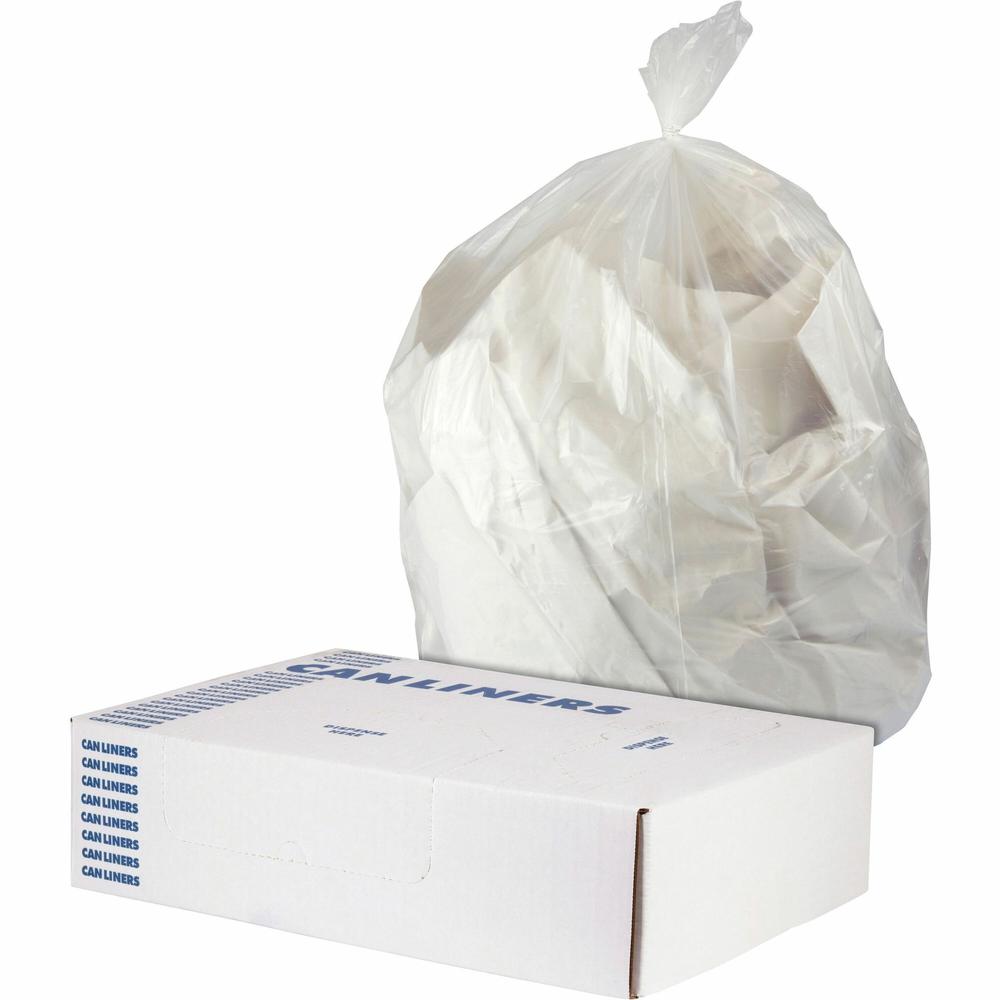 Heritage Linear Low Density Can Liners - 10 gal Capacity - 24" Width x 1.50 mil (38 Micron) Thickness - Low Density - Clear - Linear Low-Density Polyethylene (LLDPE) - Garbage Can/ - 1 Carton. Picture 1