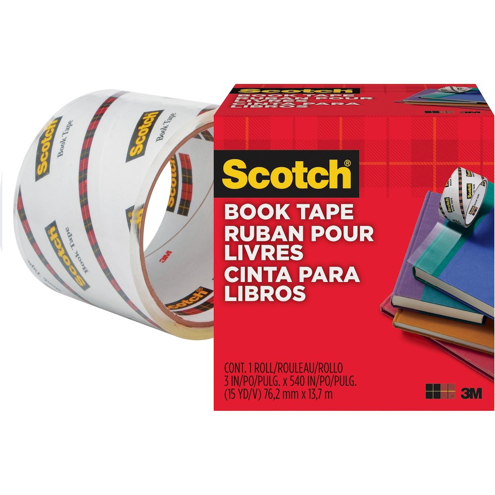 Scotch Book Tape - 15 yd Length x 3" Width - 3" Core - Clear - Acrylic - Crack Resistant - For Repairing, Reinforcing, Protecting, Covering - 1 Roll. Picture 1