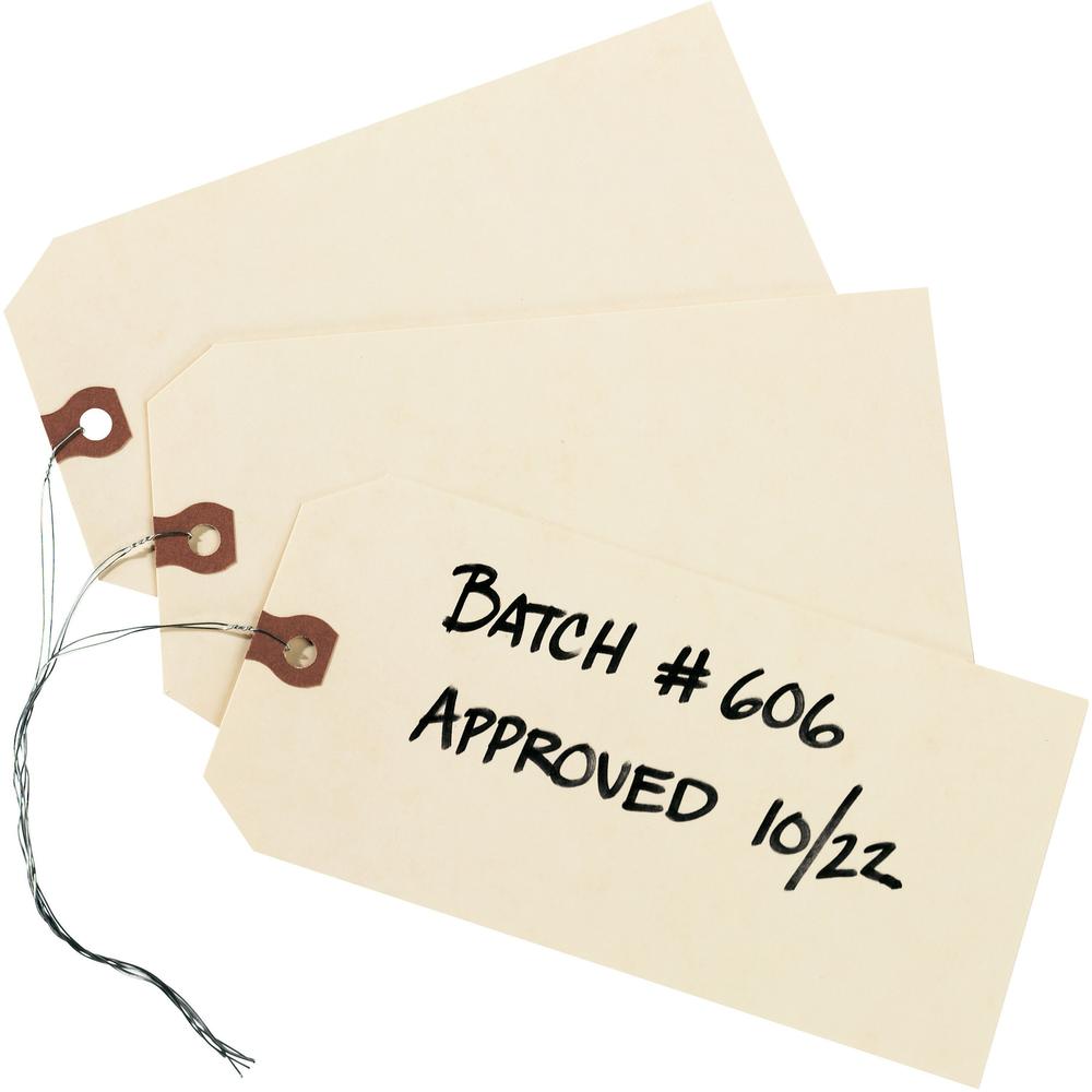 Avery&reg; Shipping Tags - #26 - 6.25" Length x 3.13" Width - Rectangular - Wire Fastener - 1000 / Box - Card Stock, Pulp - Manila. Picture 1