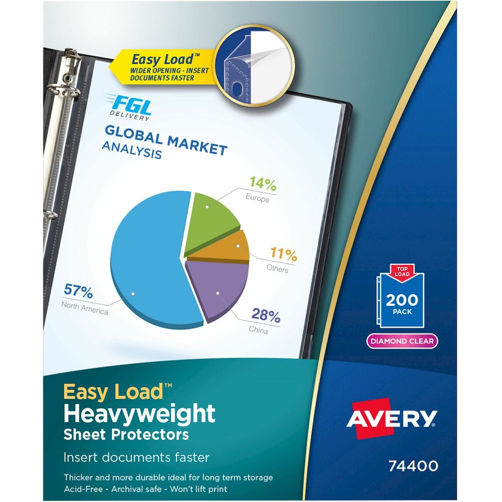 Avery&reg; Heavyweight Sheet Protectors - For Letter 8 1/2" x 11" Sheet - Diamond Clear - Polypropylene - 200 / Box. Picture 1