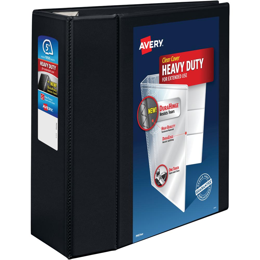 Avery&reg; Heavy-Duty View Black 5" Binder (79606) - Avery&reg; Heavy-Duty View 3 Ring Binder, 5" One Touch EZD&reg; Rings, 2.3/4.8" Spine, 1 Black Binder (79606). Picture 1