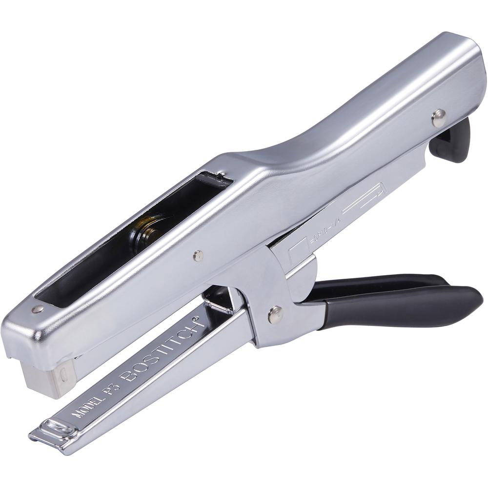 Bostitch Plier Stapler - 20 Sheets Capacity - 210 Staple Capacity - Full Strip - 1/4" Staple Size - 1 Each - Chrome. Picture 1