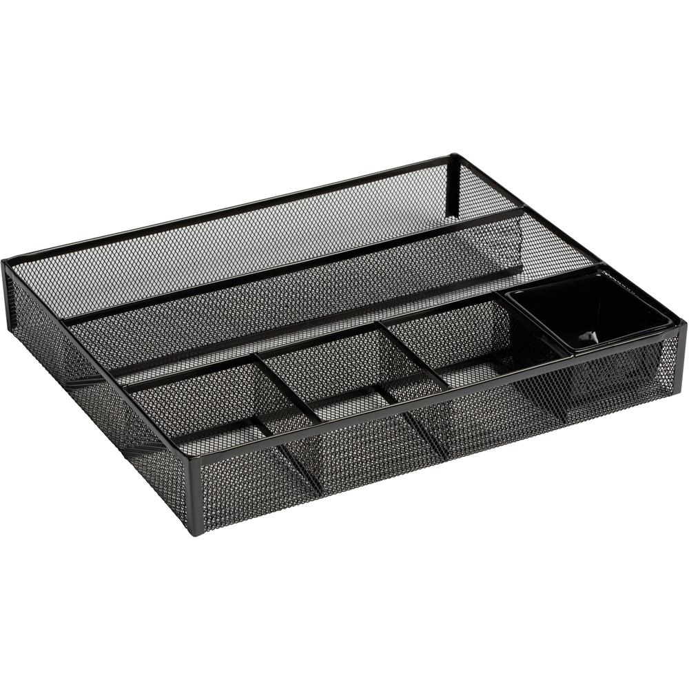Rolodex Expressions Mesh Deep Drawer Organizer - 6 Compartment(s) - 2.4" Height x 15.2" Width x 11.9" Depth - Black - Steel - 1 Each. Picture 1