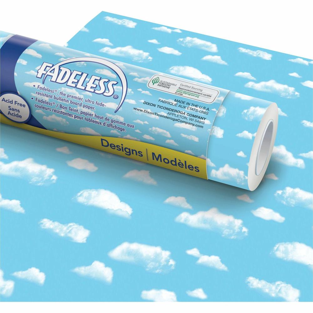 Fadeless Bulletin Board Art Paper - Bulletin Board - 6"Height x 48"Width x 50 ftLength - 1 / Roll - Cloud. Picture 1