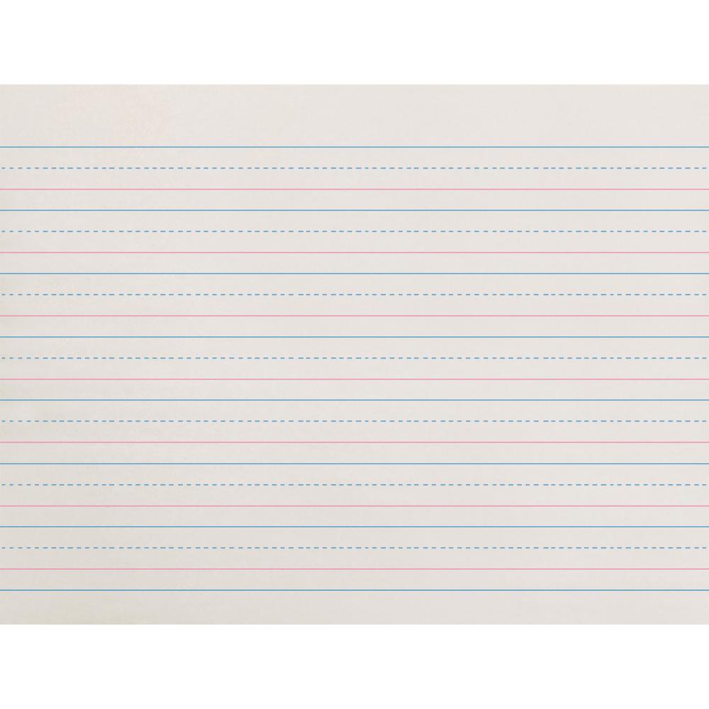 Zaner-Bloser Dotted Midline Newsprint Paper - 500 Sheets - 0.63" Ruled - Unruled Margin - 10 1/2" x 8" Sheet Size - White Paper - 1 Pack. Picture 1