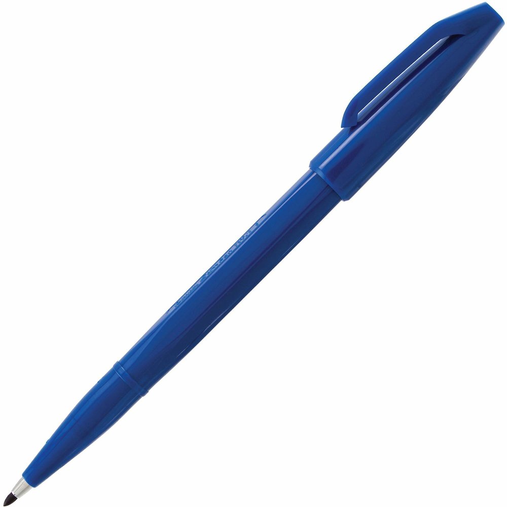 Pentel Fiber-tipped Sign Pens - Blue Ink - Water Based - Fiber Tip - 1 Dozen. Picture 1