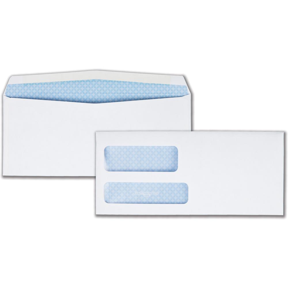 Quality Park No. 9 Double Window Security Tint Envelopes - Double Window - #9 - 3 7/8" Width x 8 7/8" Length - 24 lb - Gummed - Wove - 500 / Box - White. Picture 1