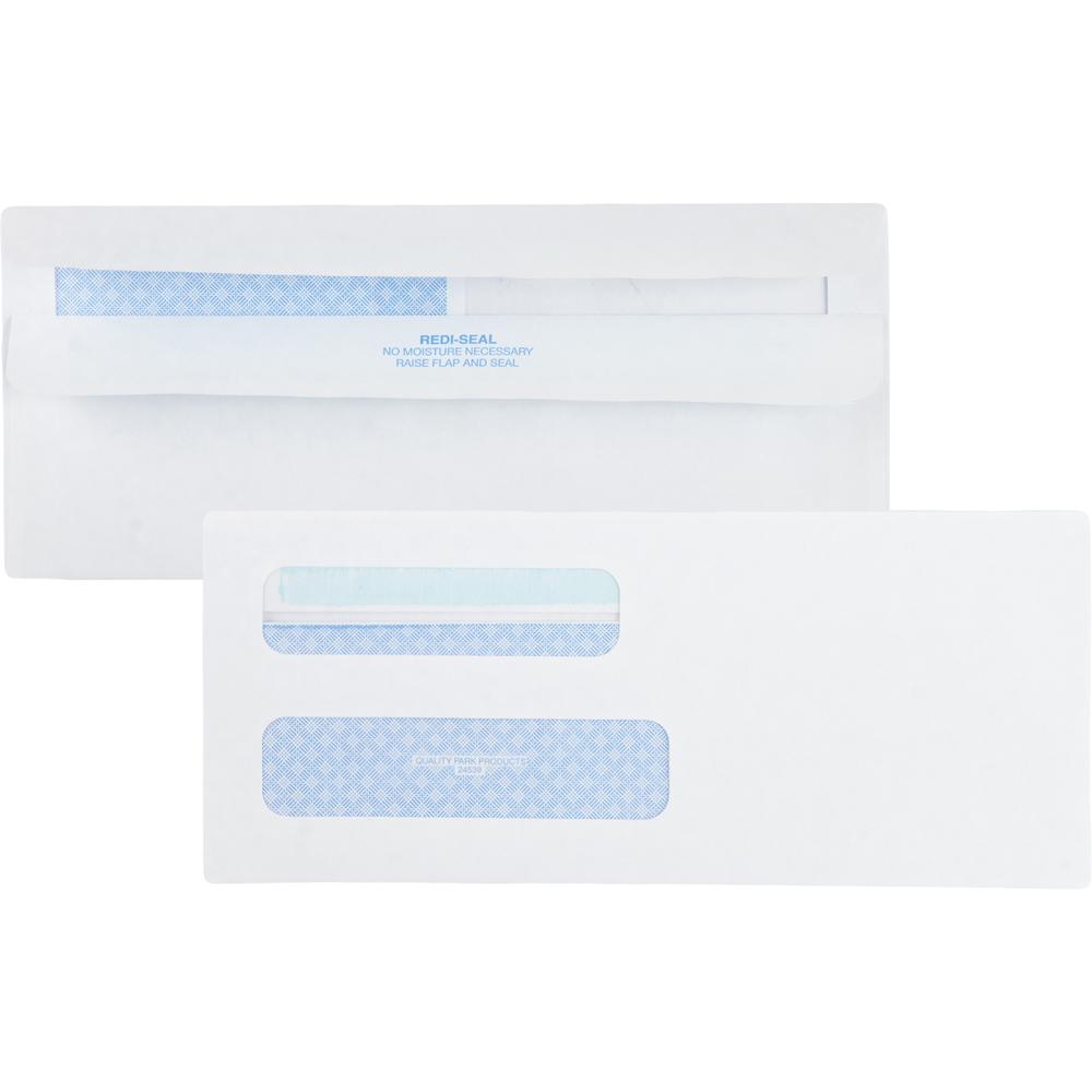Quality Park No. 8-5/8 Double Window Security Tint Envelopes with Redi-Seal&reg; Self-Seal - Double Window - #8 5/8 - 3 5/8" Width x 8 5/8" Length - 24 lb - Self-sealing - White - Wove - 500 / Box. Picture 1