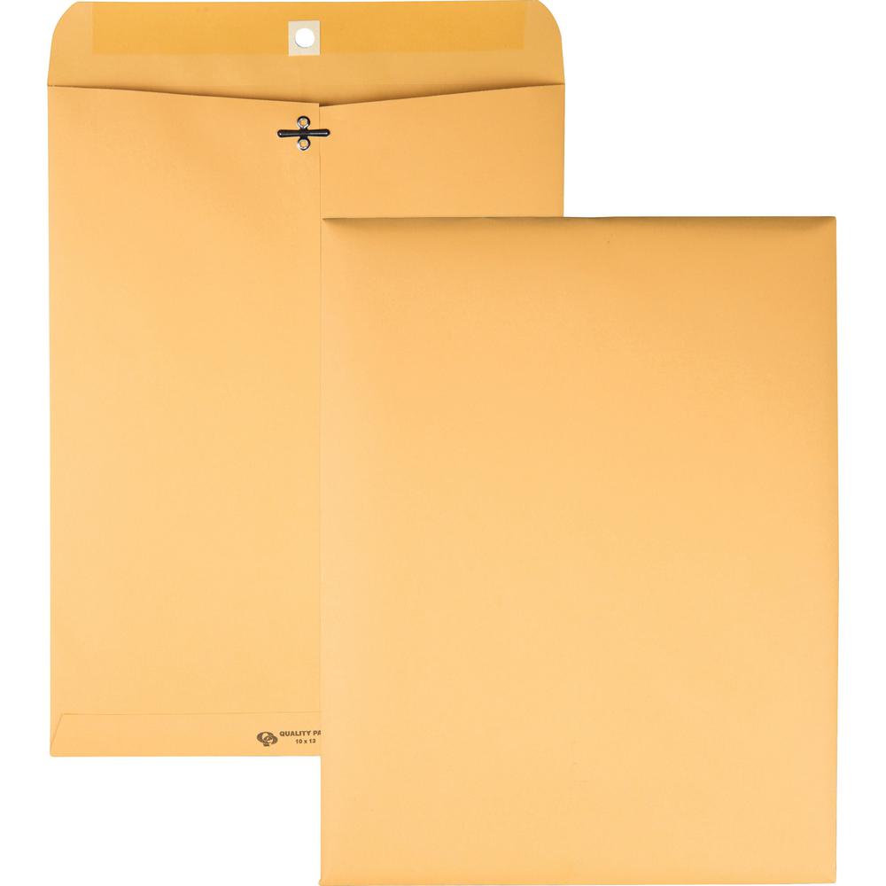 Quality Park 10 x 13 Extra Heavy-duty Clasp Envelopes - Clasp - #97 - 10" Width x 13" Length - 32 lb - Gummed - Kraft - 100 / Box - Kraft. Picture 1