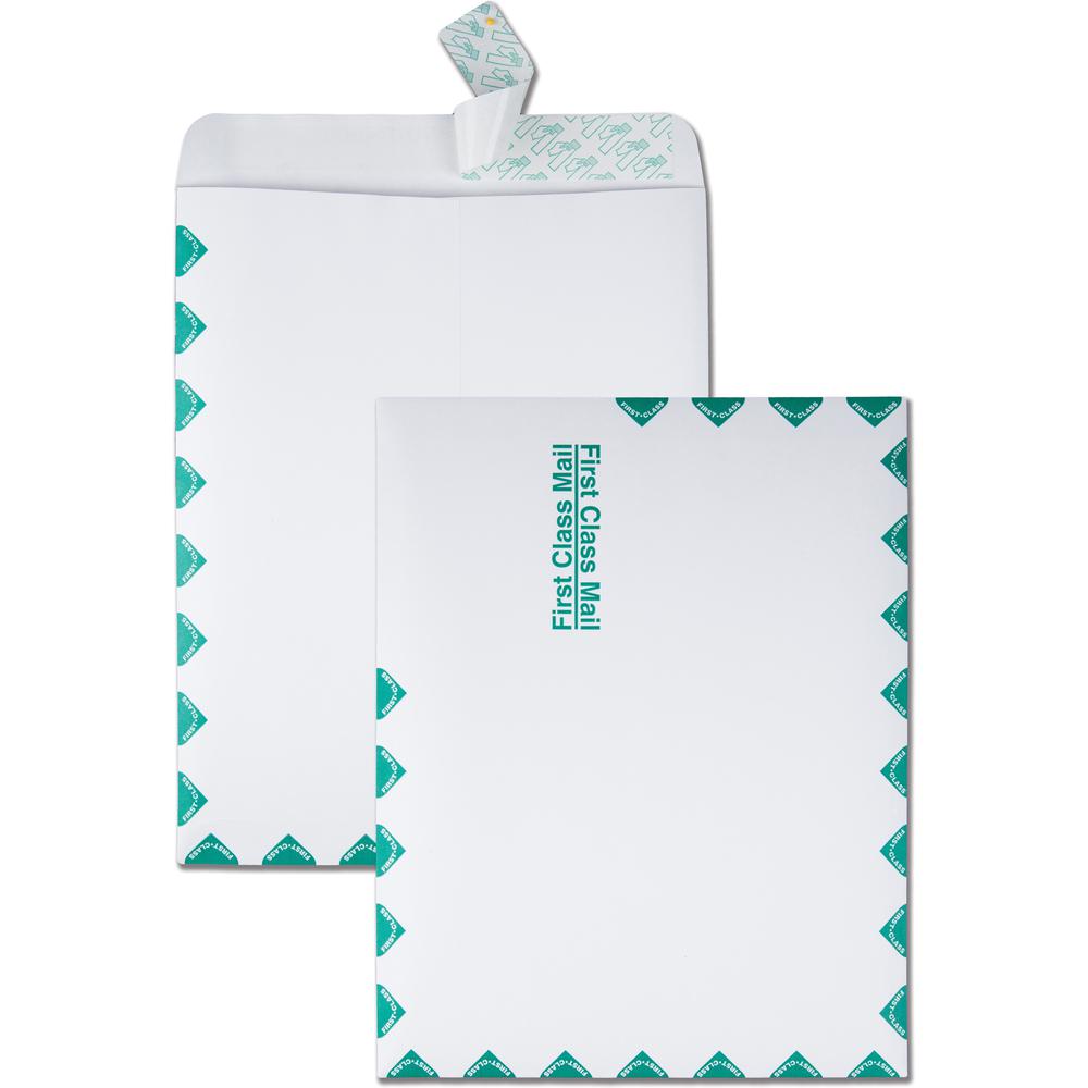 Quality Park Redi-Strip First Class Envelopes - First Class Mail - 10" Width x 13" Length - 28 lb - Peel & Seal - White - 100 / Box. Picture 1