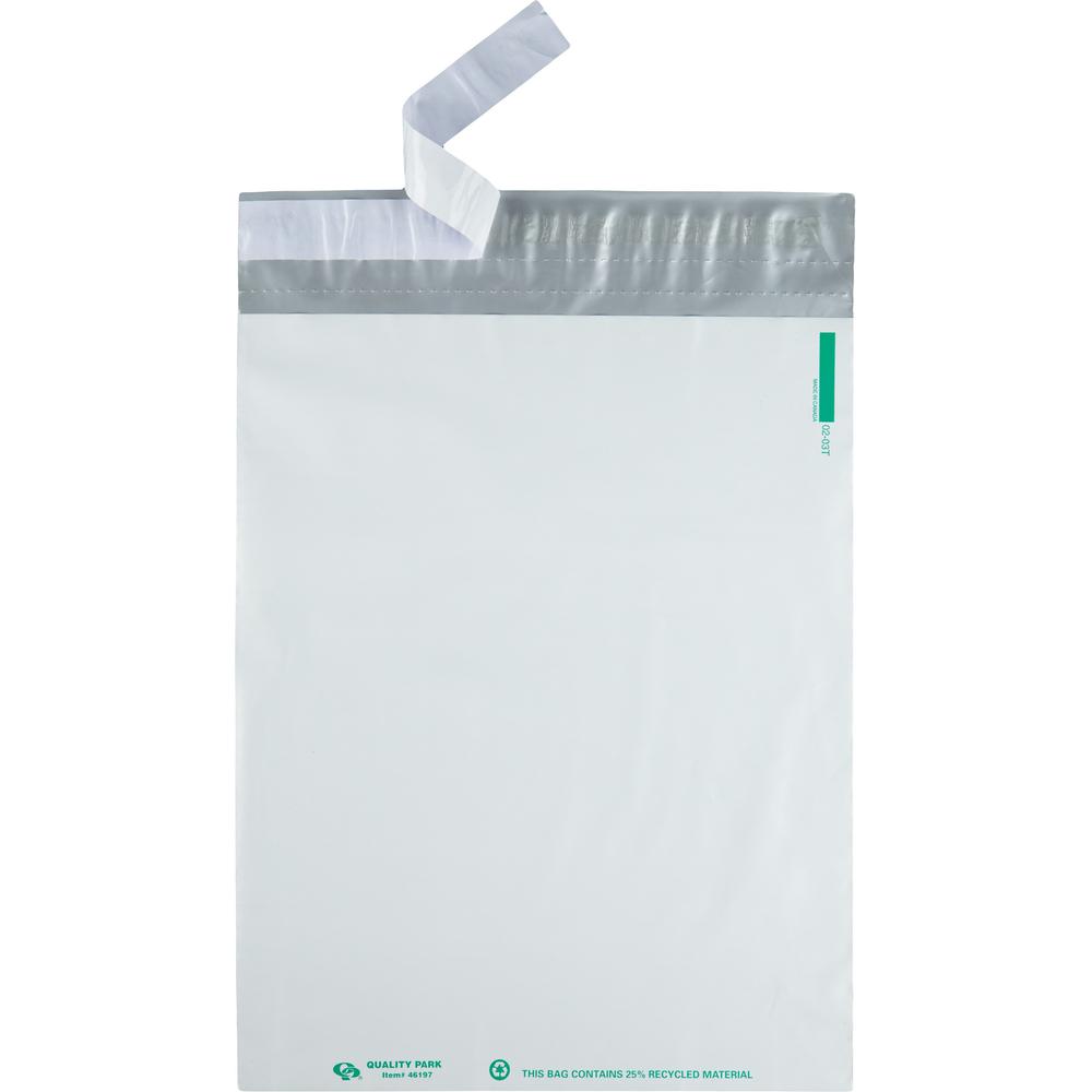 Quality Park 12 x 15-1/2 Jumbo Poly Mailers with Redi-Strip&reg; Self-Sealing Closure - Catalog - 12" Width x 15 1/2" Length - Peel & Seal - White - Polypropylene - 100 / Pack. Picture 1