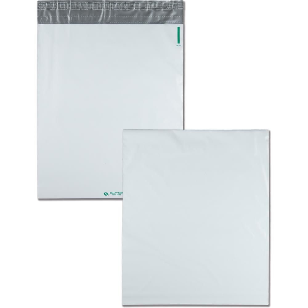 Quality Park Open-End Poly Expansion Mailers - Expansion - 13" Width x 16" Length - 2" Gusset - Self-sealing - White - Polyethylene - 100 / Carton. Picture 1