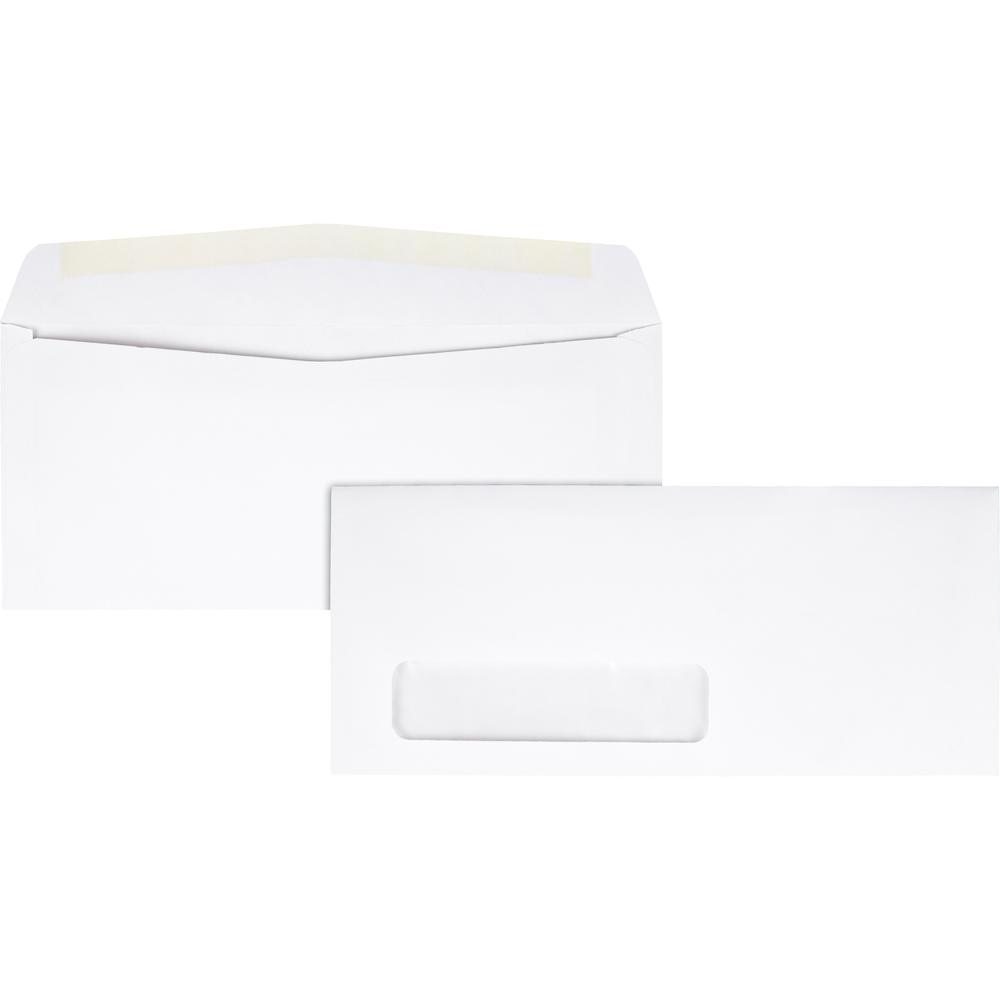 Quality Park No. 10 Single Window Envelopes - Single Window - #10 - 4 1/8" Width x 9 1/2" Length - 24 lb - Adhesive - Wove - 500 / Box - White. Picture 1