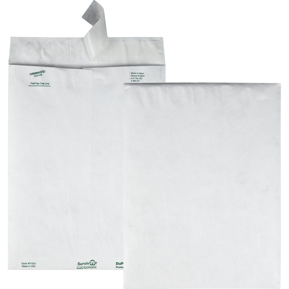 Survivor&reg; 9-1/2 x 12 1/2 DuPont Tyvek Catalog Mailers with Self-Seal Closure - Catalog - #12 1/2 - 9 1/2" Width x 12 1/2" Length - 14 lb - Peel & Seal - Tyvek - 100 / Box - White. Picture 1
