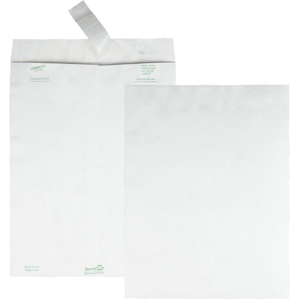 Survivor&reg; 10 x 13 DuPont Tyvek Catalog Mailer with Self-Sealing Closure - Catalog - #13 1/2 - 10" Width x 13" Length - 14 lb - Peel & Seal - White - Tyvek - 100 / Box. Picture 1