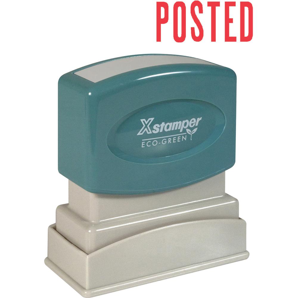 Xstamper POSTED Title Stamp - Message Stamp - "POSTED" - 0.50" Impression Width x 1.63" Impression Length - 100000 Impression(s) - Red - Recycled - 1 Each. Picture 1