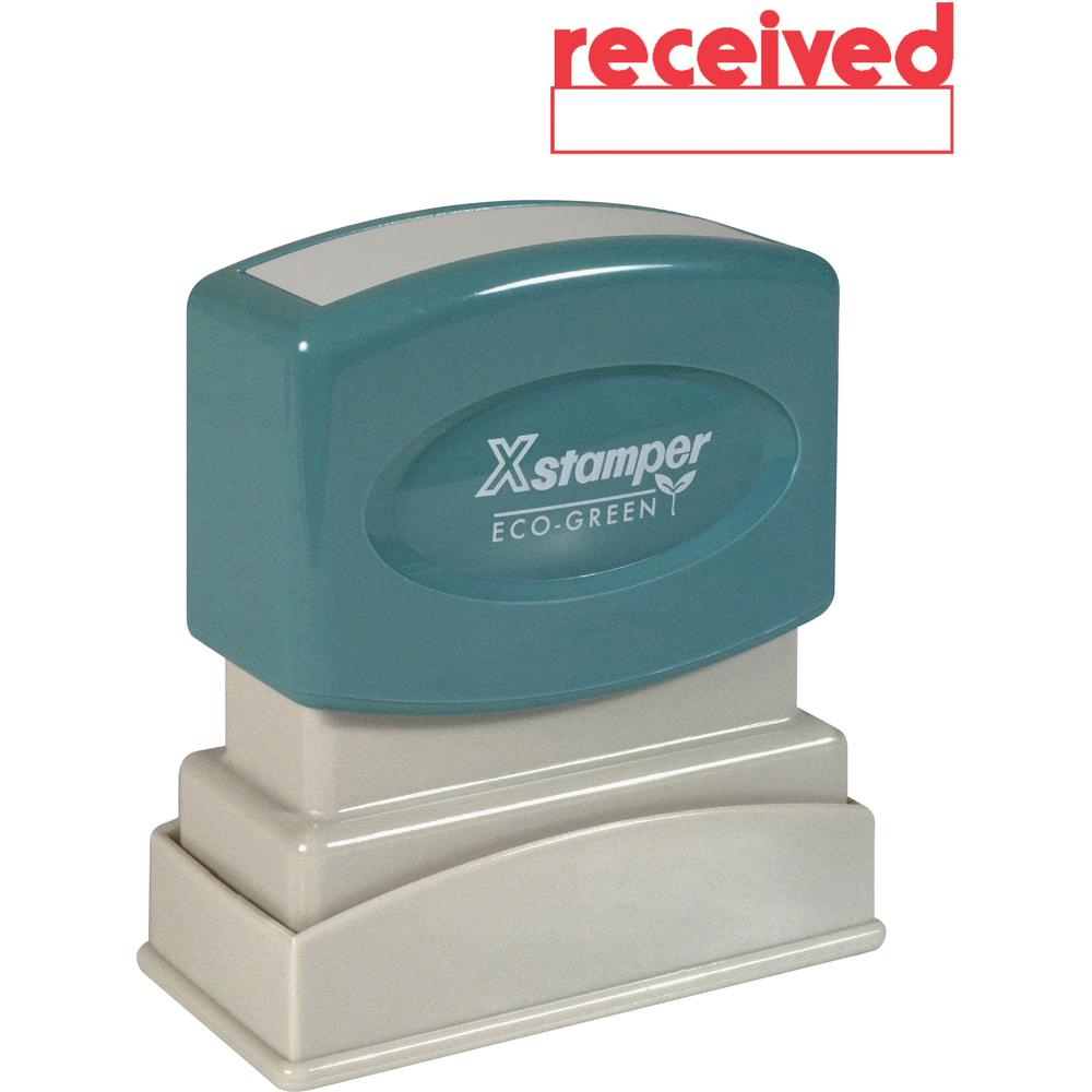 Xstamper RECEIVED Window Title Stamp - Message Stamp - "RECEIVED" - 0.50" Impression Width x 1.63" Impression Length - 100000 Impression(s) - Red - Recycled - 1 Each. Picture 1