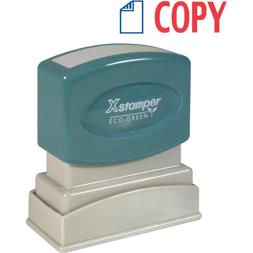Xstamper COPY 2-color Pre-inked Stamp - Message Stamp - "COPY" - 0.50" Impression Width - 100000 Impression(s) - Red, Blue - Polymer Polymer - Recycled - 1 Each. Picture 1