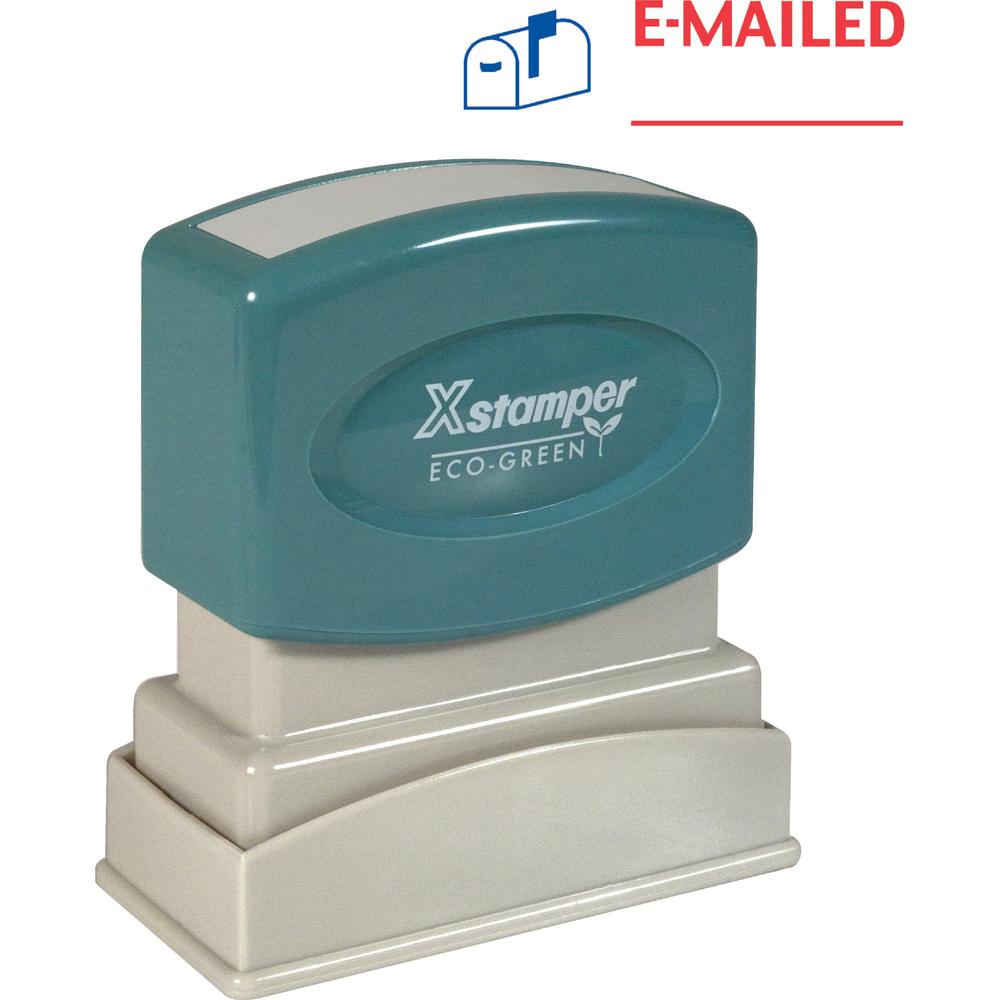 Xstamper E-MAILED Title Stamp - Message Stamp - "E-MAILED" - 0.50" Impression Width - 100000 Impression(s) - Blue, Red - Polymer Polymer - Recycled - 1 Each. Picture 1