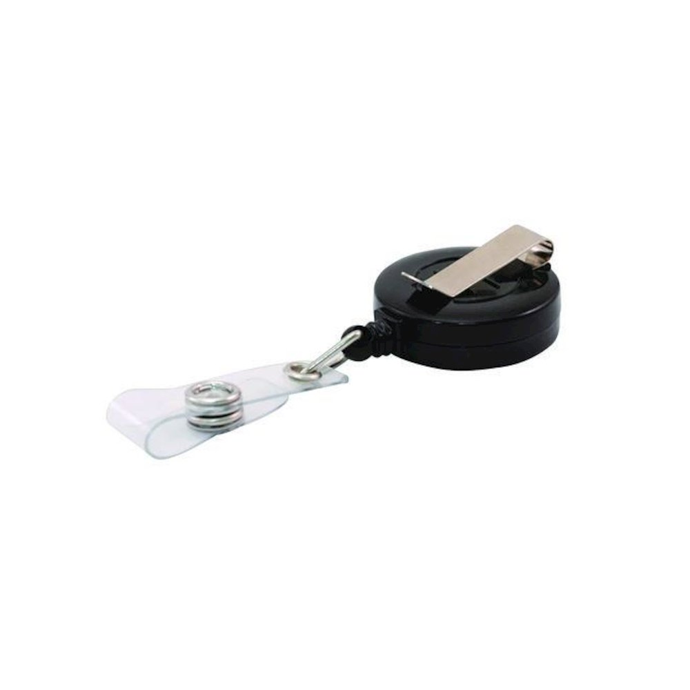 Clip-On Badge Reel, Extends 30", Black, 25/Pack. Picture 3