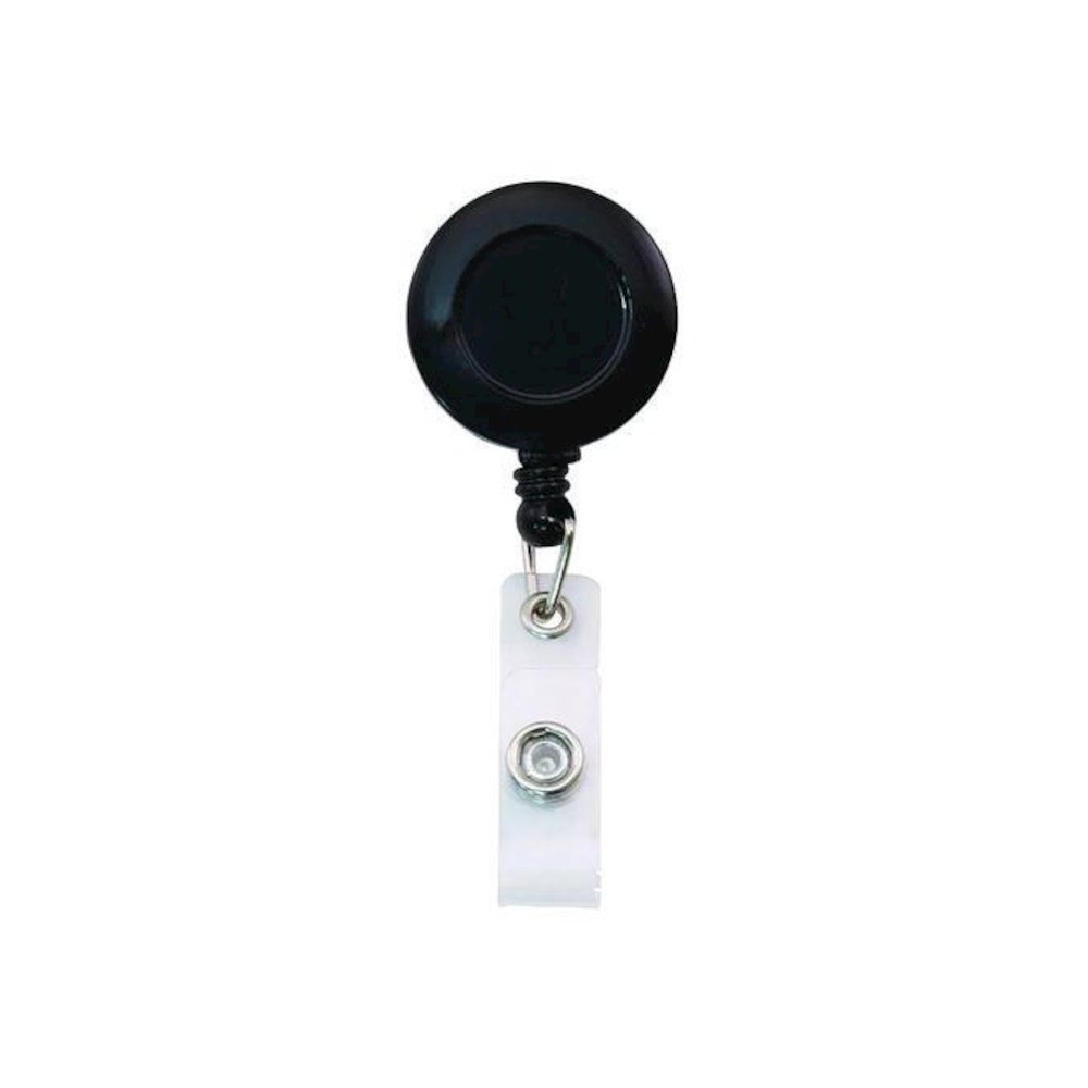 Clip-On Badge Reel, Extends 30", Black, 12/Pack. Picture 2