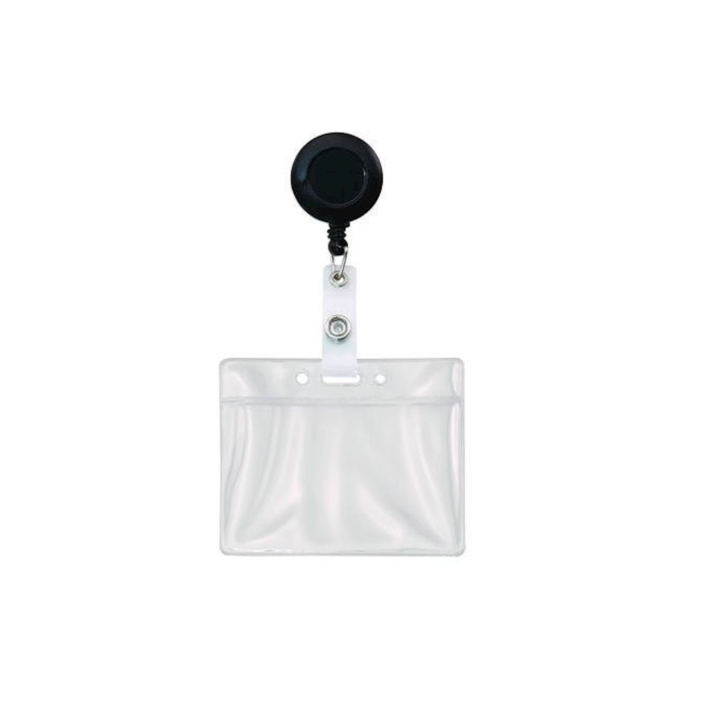 Clip-On Badge Reel, Extends 30", Black, 12/Pack. Picture 4