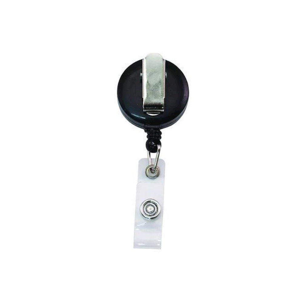 Clip-On Badge Reel, Extends 30", Black, 12/Pack. Picture 1