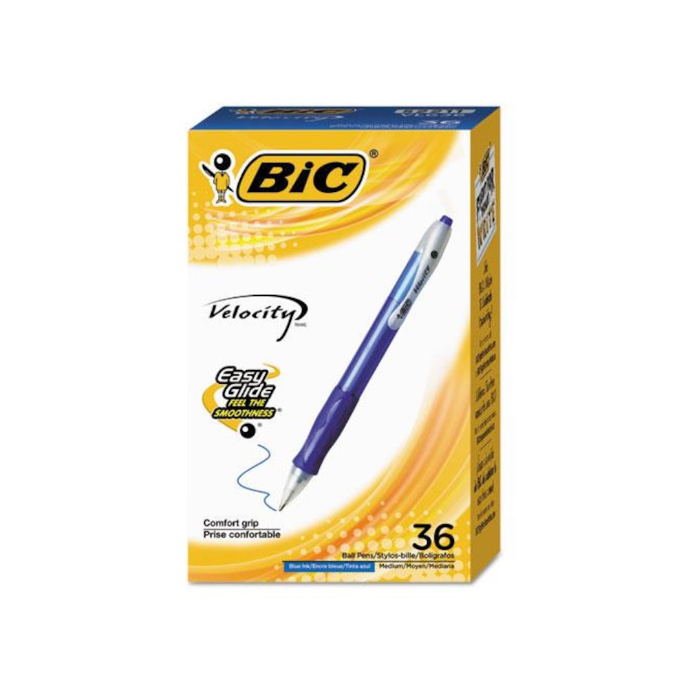 Velocity Easy Glide Ballpoint Pen Value Pack, Retractable, Medium 1 mm, Blue Ink, Translucent Blue Barrel, 36/Pack. Picture 1