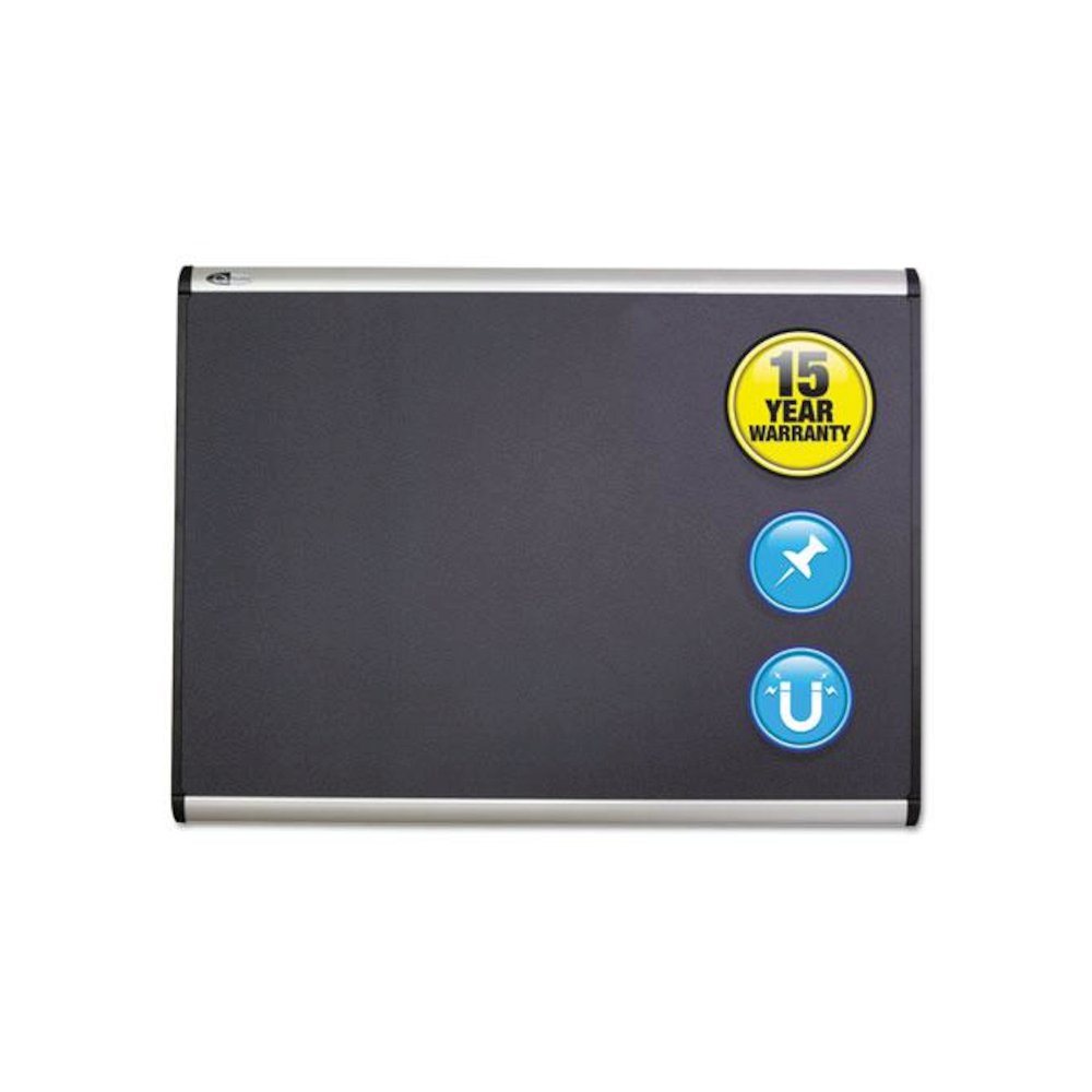 Prestige Plus Magnetic Fabric Bulletin Boards, 72" x 48", Gray Surface, Satin Aluminum Frame. Picture 1