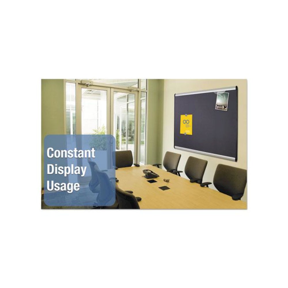 Prestige Plus Magnetic Fabric Bulletin Boards, 72" x 48", Gray Surface, Satin Aluminum Frame. Picture 6