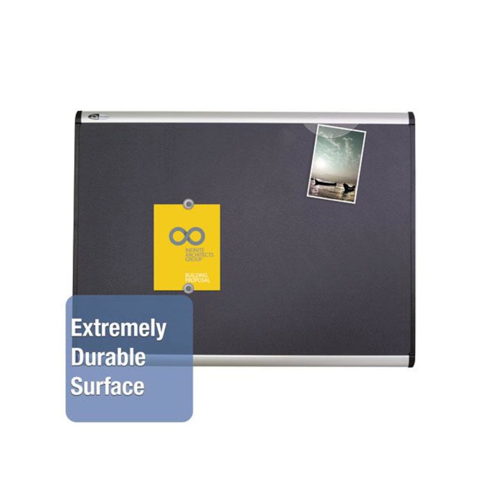 Prestige Plus Magnetic Fabric Bulletin Boards, 72" x 48", Gray Surface, Satin Aluminum Frame. Picture 2