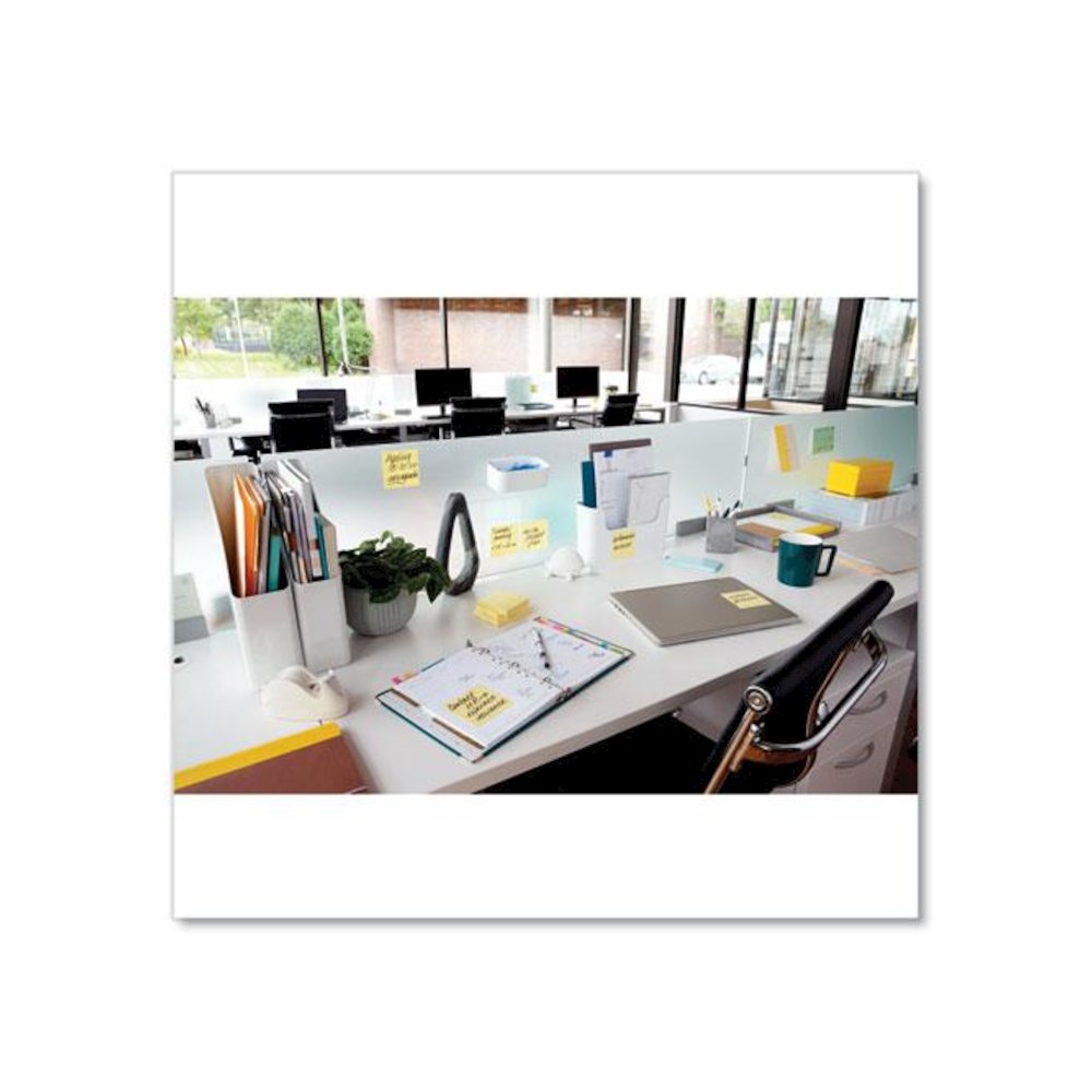 100% Recycled Paper Super Sticky Notes, 3" x 3", Canary Yellow, 70 Sheets/Pad, 24 Pads/Pack. Picture 4