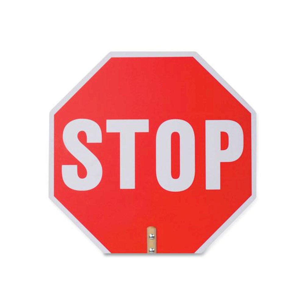 Handheld Stop Sign, 18" Red/White Face, White Graphics. Picture 4