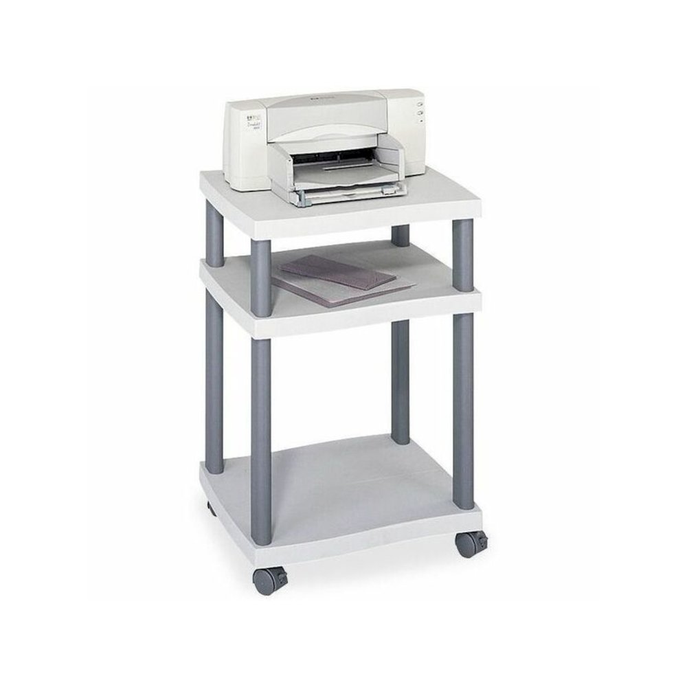 Safco Economy Desk Side Printer/Fax Stand - 100 lb Load Capacity - 2 x Shelf(ves) - 29.25" Height x 20" Width x 17.50" Depth - Floor - Plastic - Light Gray - Durable. Picture 1