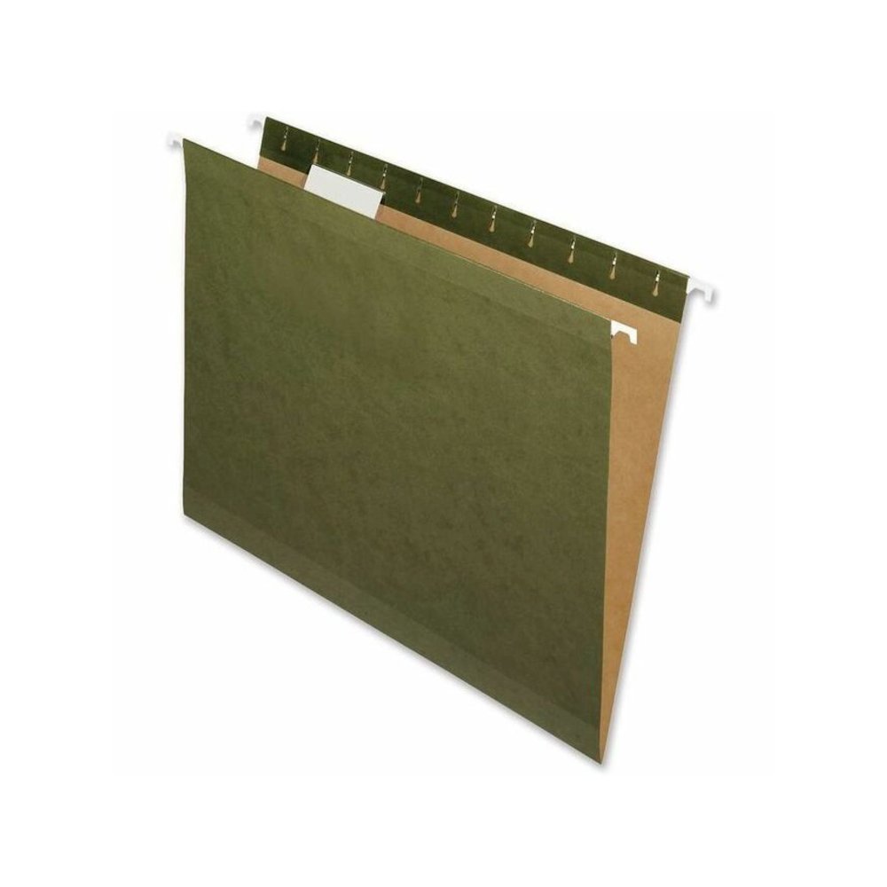 Nature Saver 1/5 Tab Cut Letter Recycled Hanging Folder - 8 1/2" x 11" - Poly - Standard Green - Laminated, Durable - 100% Recycled - 25 / Box. Picture 1