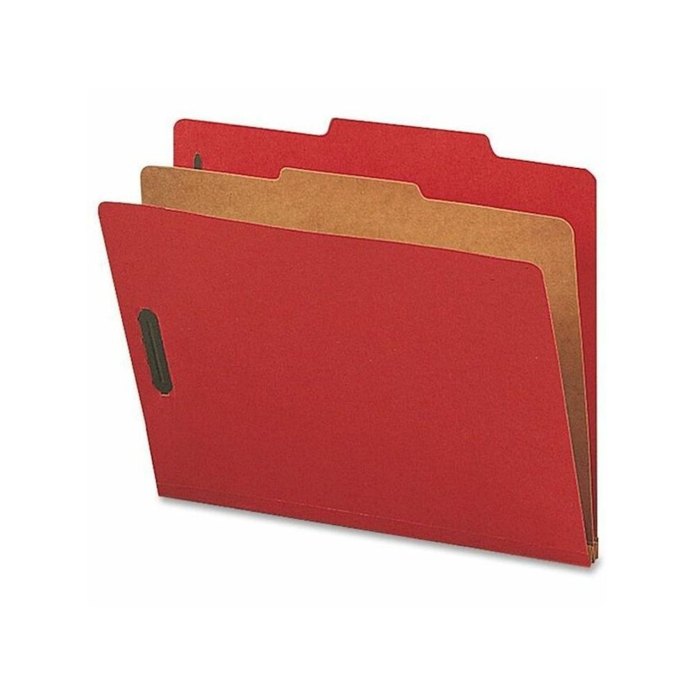 Nature Saver Letter Recycled Classification Folder - 8 1/2" x 11" - 2" for Folder - 1 Divider - 25 pt. - Bright Red - 100% Recycled - 10 / Box. Picture 1