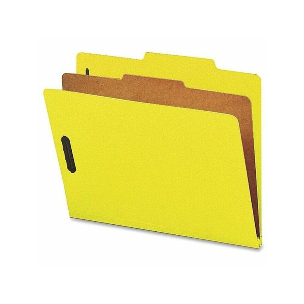 Nature Saver Letter Recycled Classification Folder - 8 1/2" - 2" Expansion - 2" for Folder - Top Tab Location - 1 Divider - 25 pt. - Yellow - Eco-friendly, Durable - 100% Recycled - 10 / Box. Picture 1